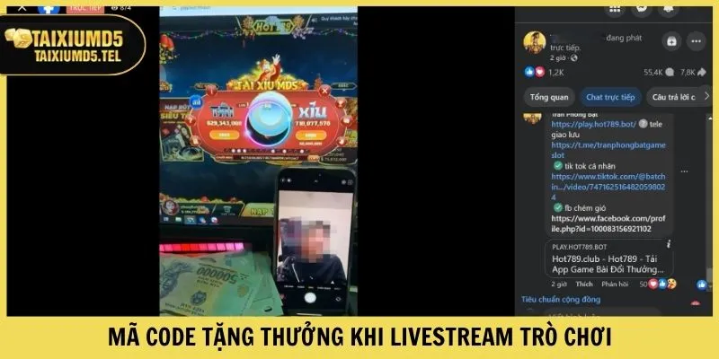 Mã code tặng thưởng khi livestream trò chơi